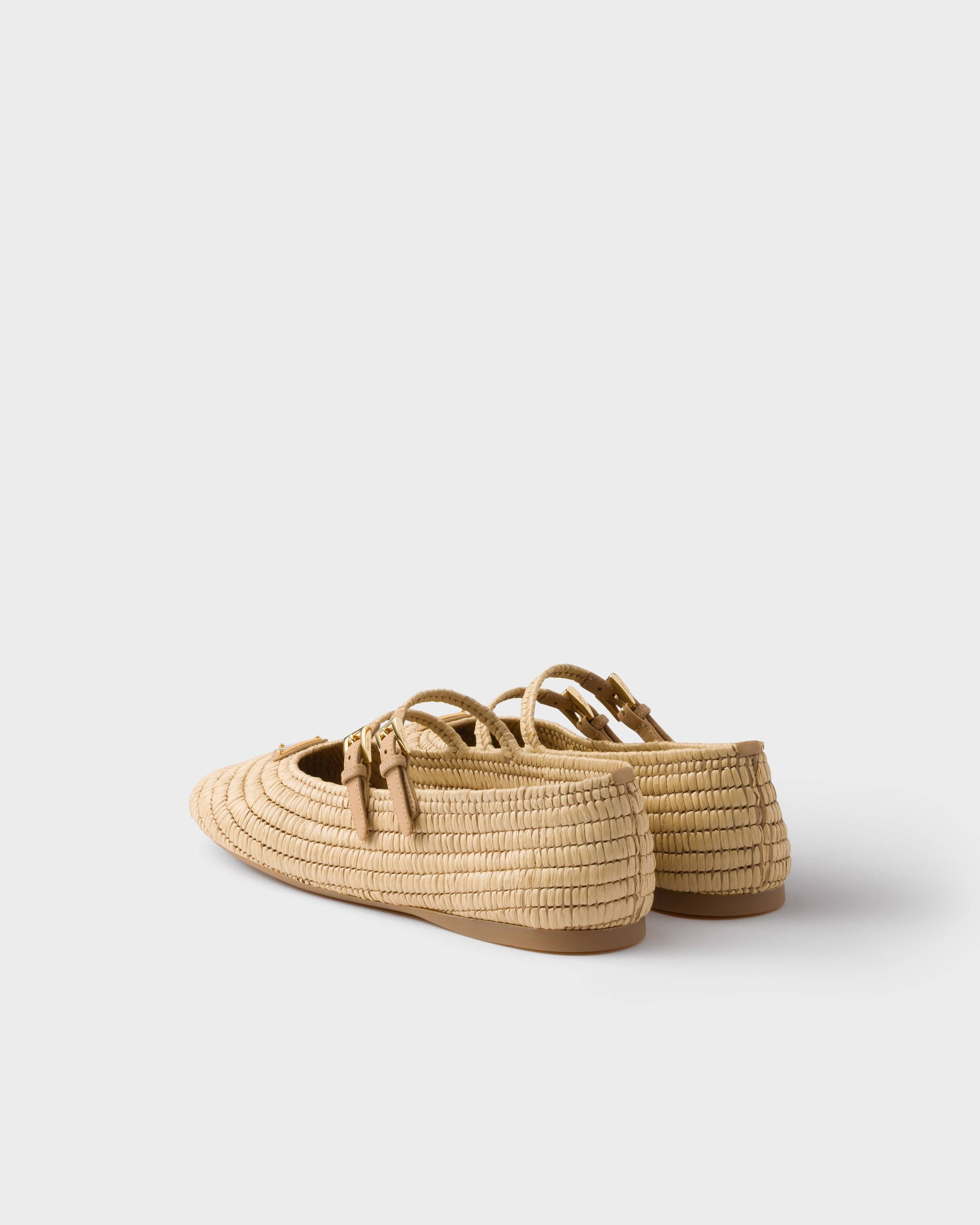 Prada Woven Texture Double Buckle Round Toe Flats