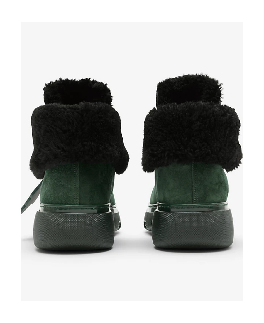 Burberry Suede Chugga Ankle Boots With Real Fur Inner In Black