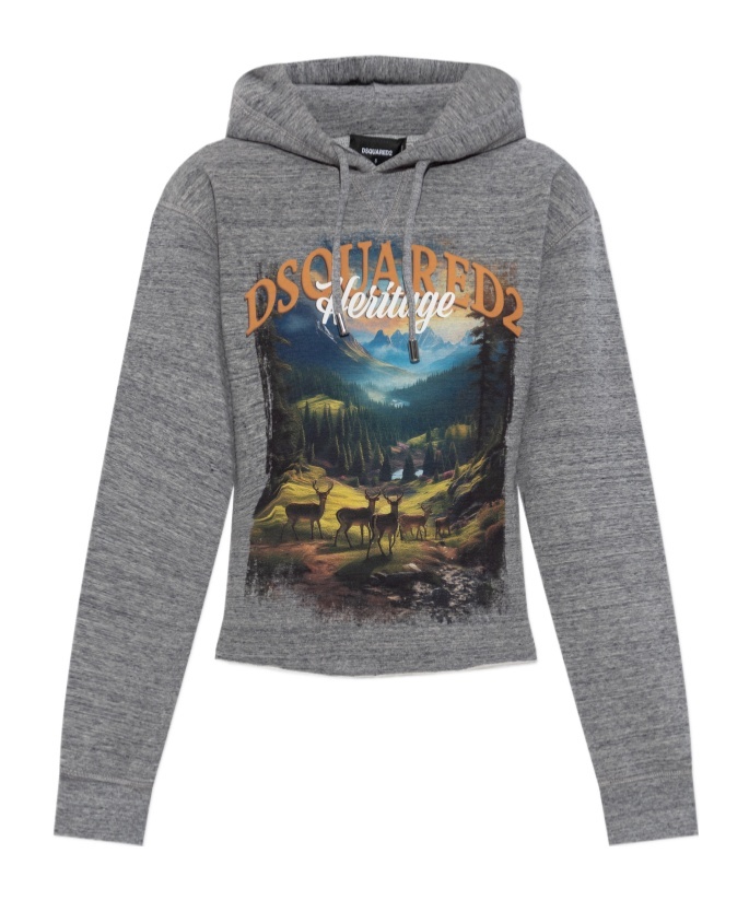 Dsquared2 Long Sleeve Hooded Sweatshirt In Gray