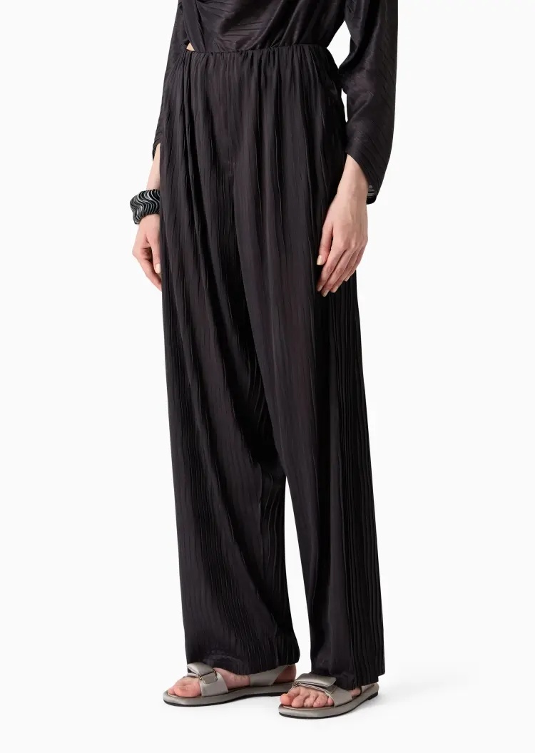 Giorgio Armani High-waist Pleated Tapered Trousers In Black