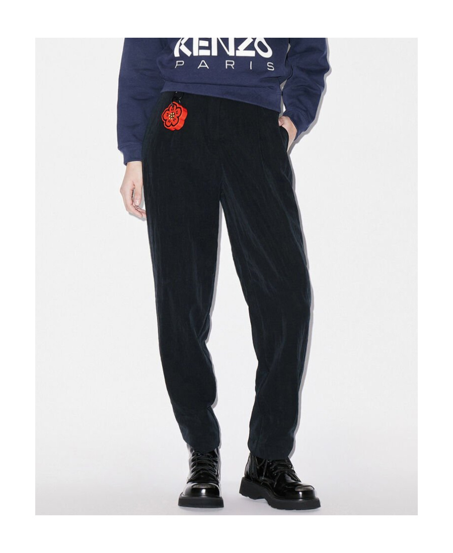 Kenzo Cotton Wide-leg Trousers In Black