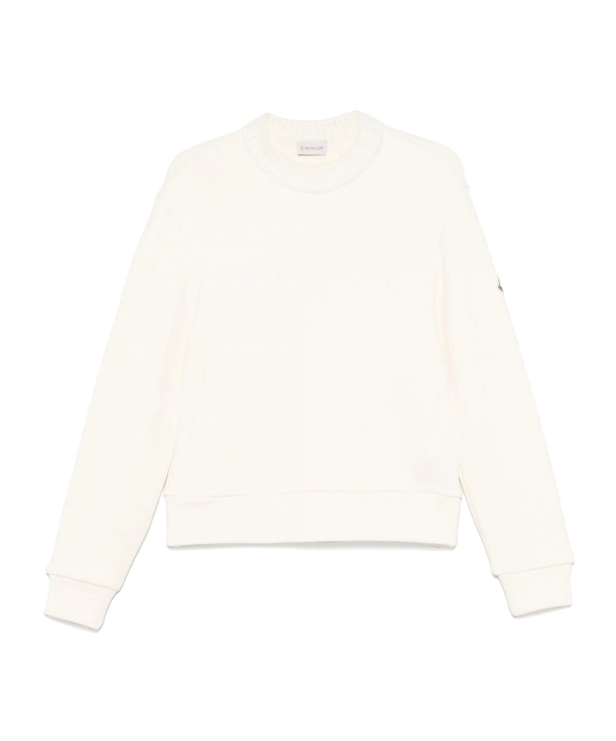 Moncler Logo Patch Crewneck Sweatshirt In White
