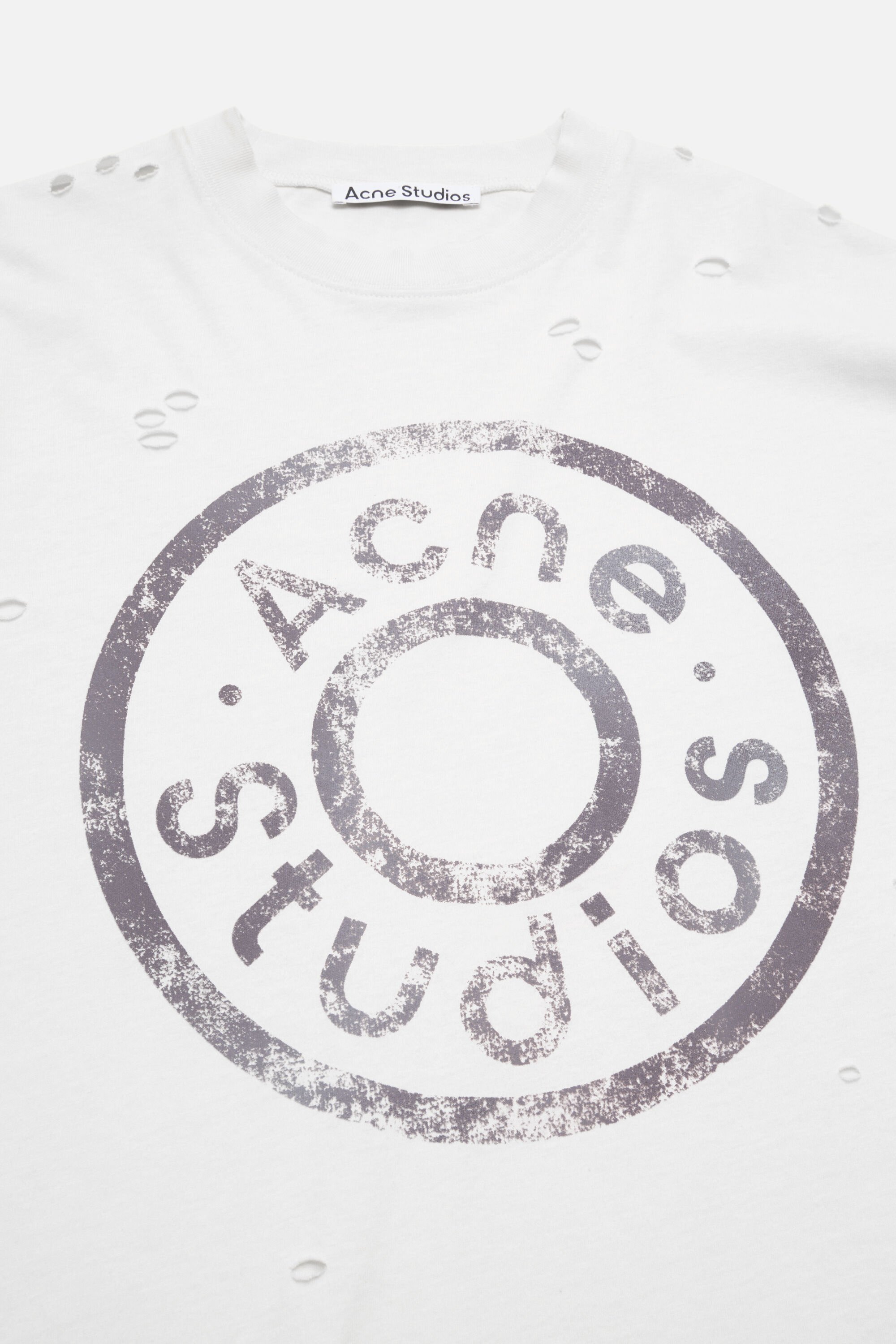 Acne Studios Distressed Logo-printed T-shirt In White