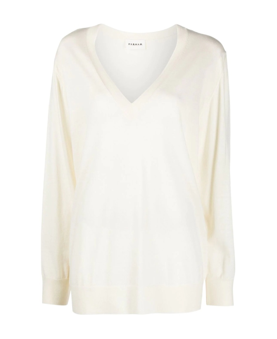 P.a.r.o.s.h Wool V-neck Sweater In White