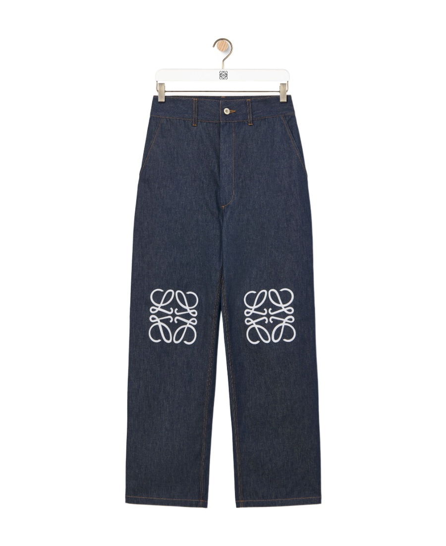 Loewe Anagram High-rise Wide-leg Jeans In Blue