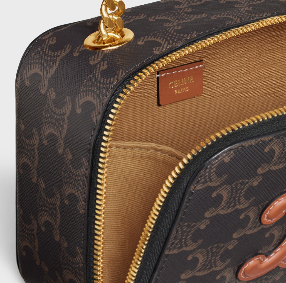 Celine Triomphe Logo Shoulder Bag In Brown