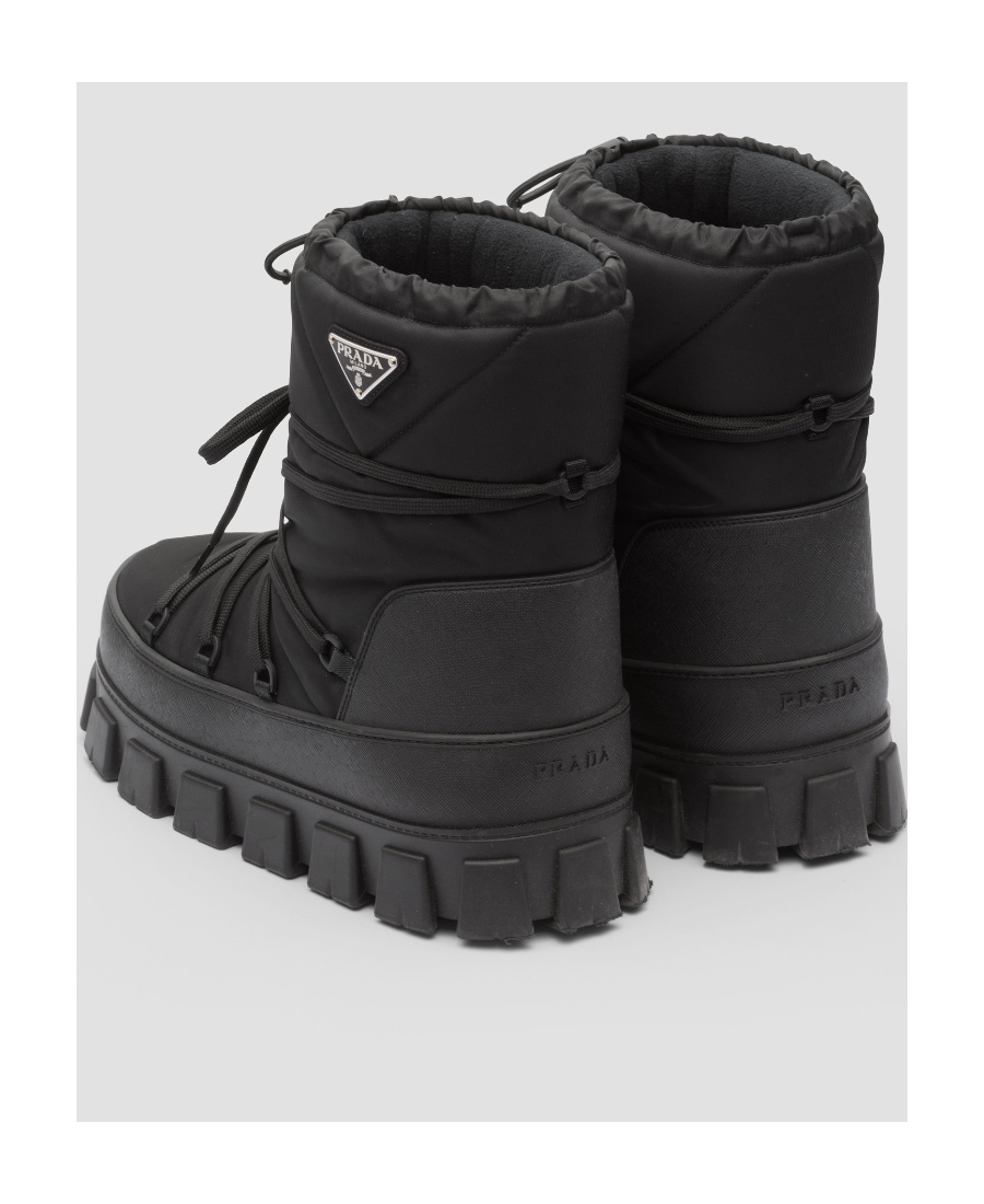 Prada Men's Nylon Gabardine Apres Ski Boots In Black