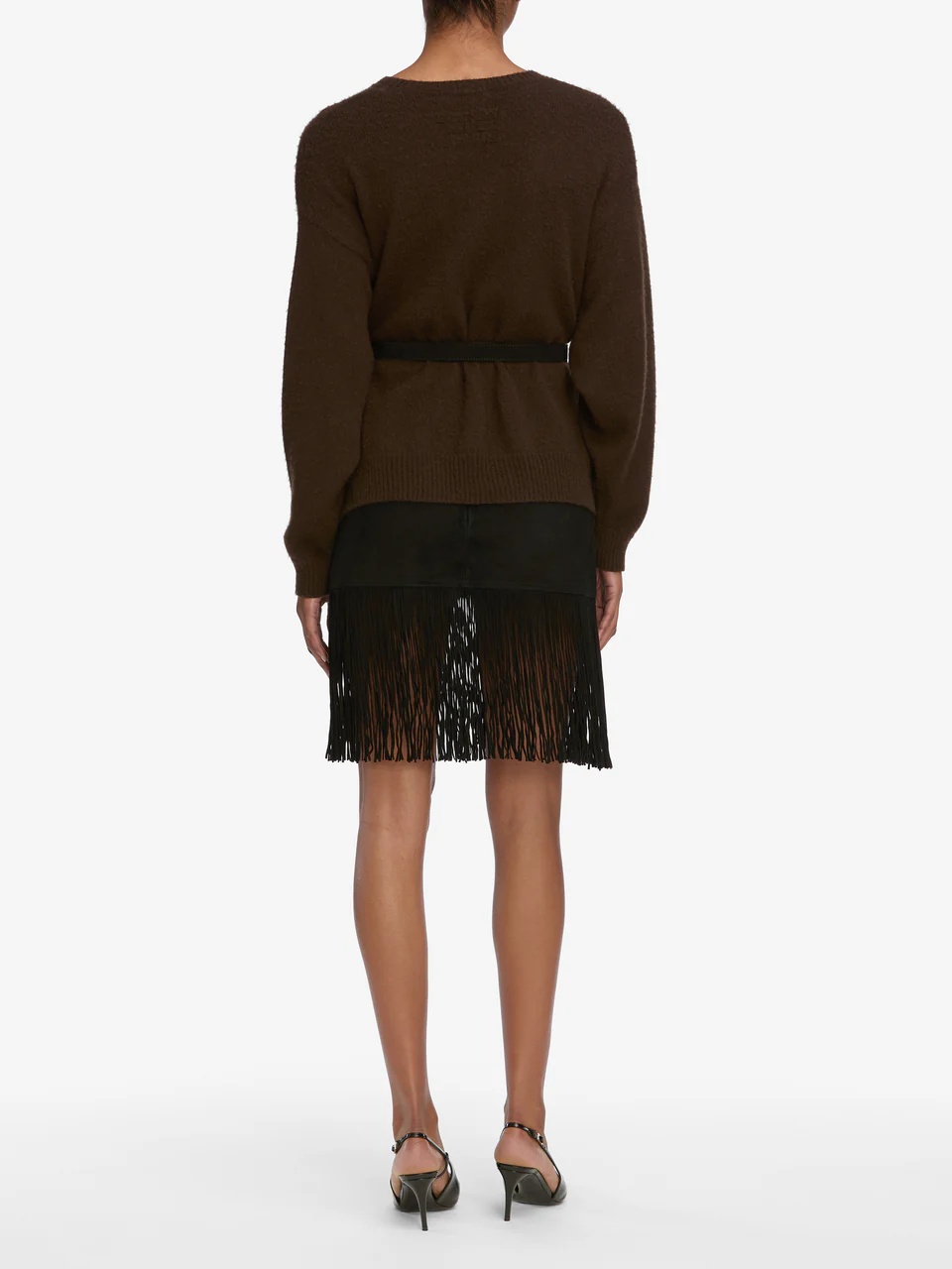 Frame Ribbed Crew Neck Sweater In Black