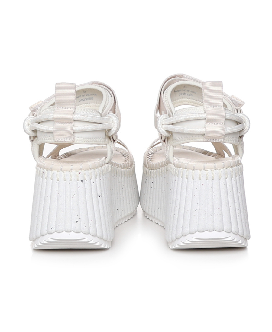 Chloé X High Summer Nama Stitch Ankle-strap Flatform Sandals In White