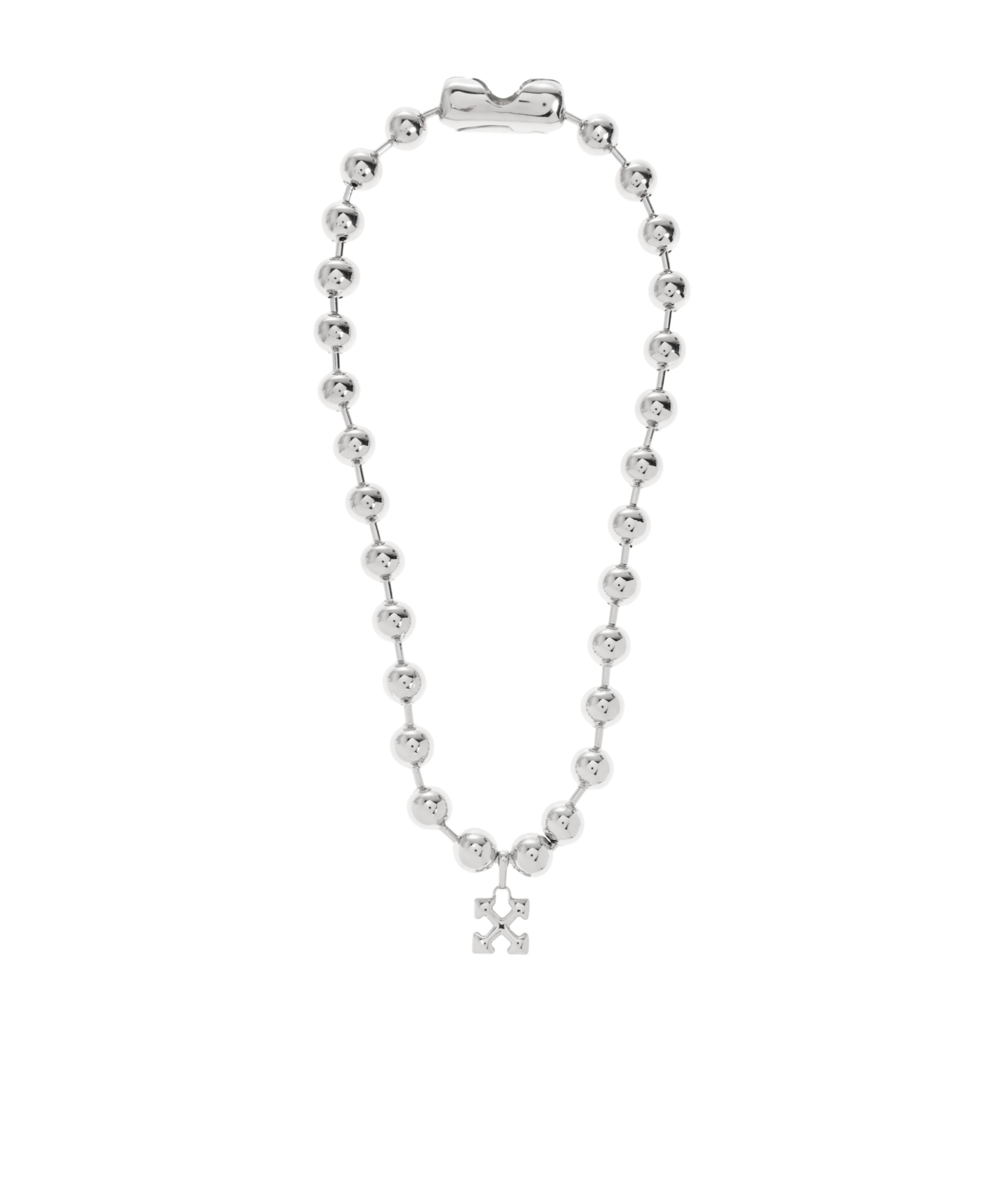 Off-white Arrows-pendant Ball-chain Necklace In Silver