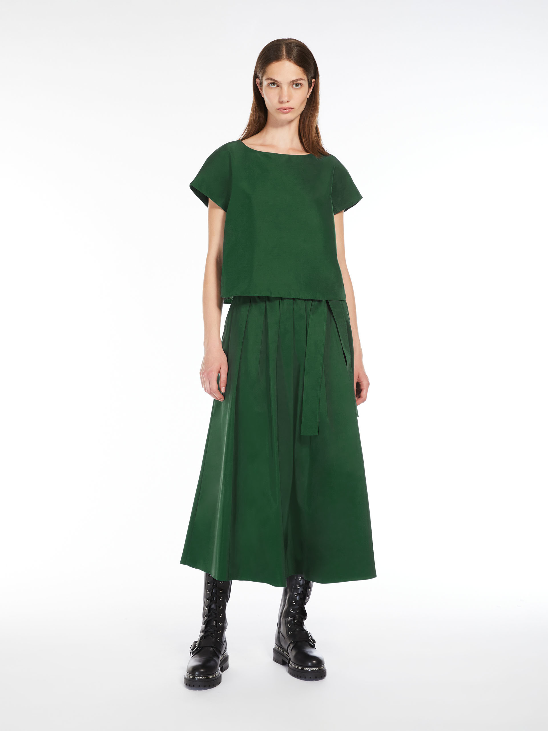 Weekend Max Mara Open-necked Black Shirt In Green