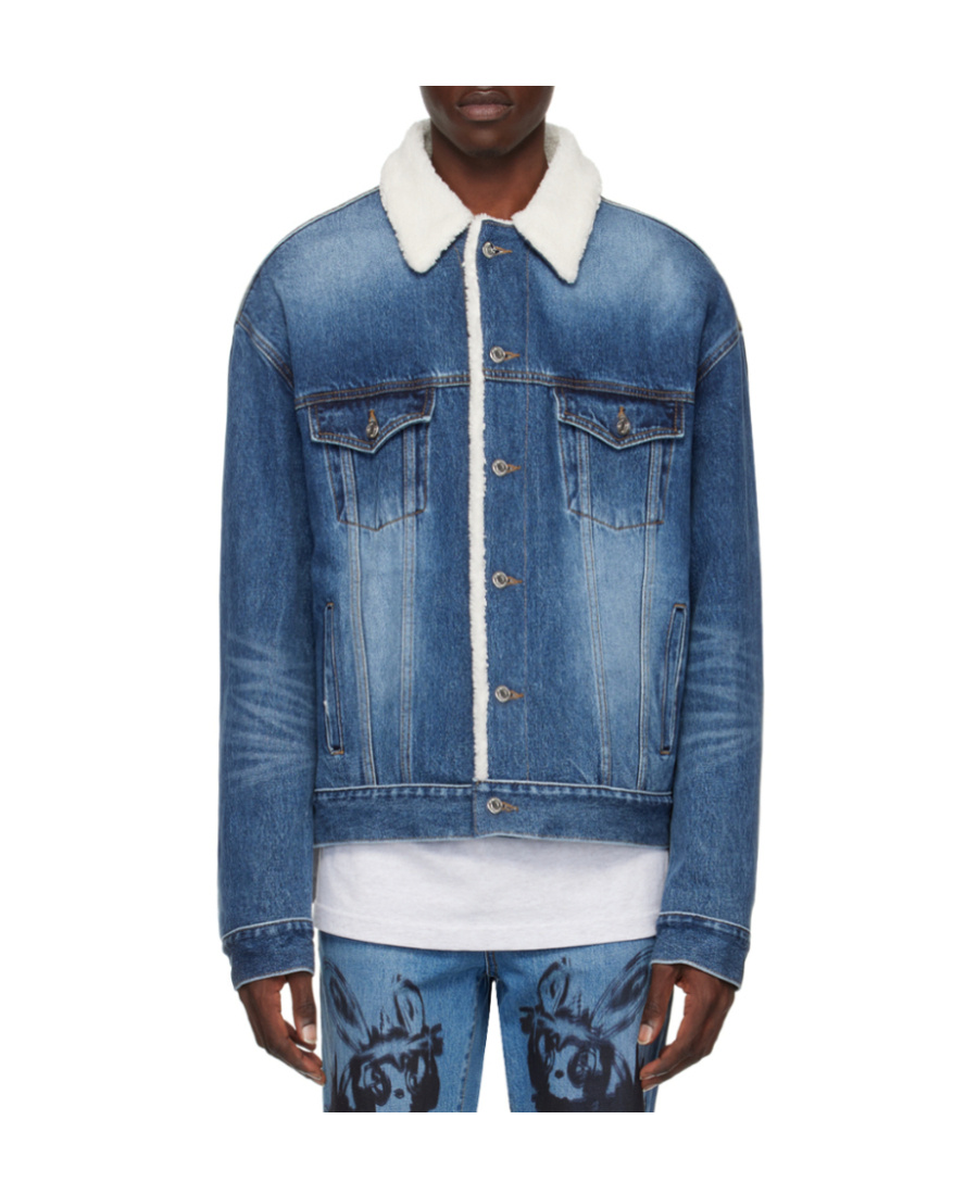 We11 Done Logo Denim Jacket In Blue