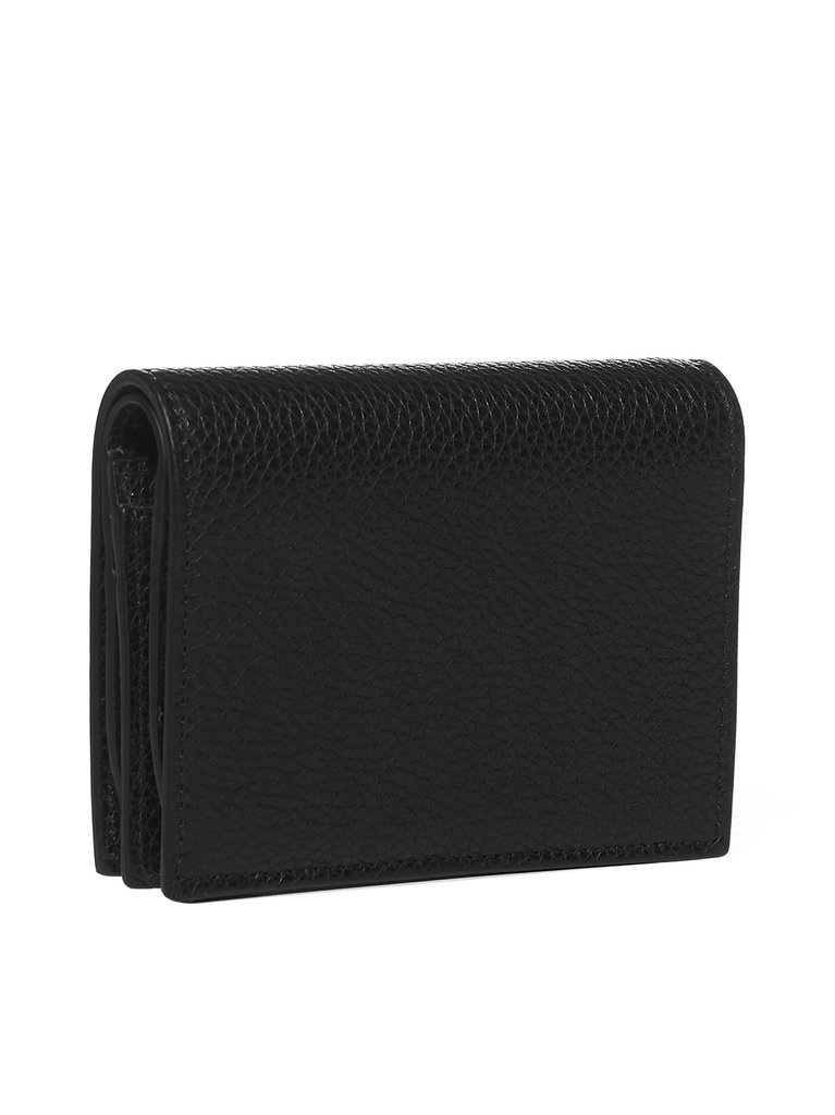Ferragamo Small Gancini Leather Wallet In Black
