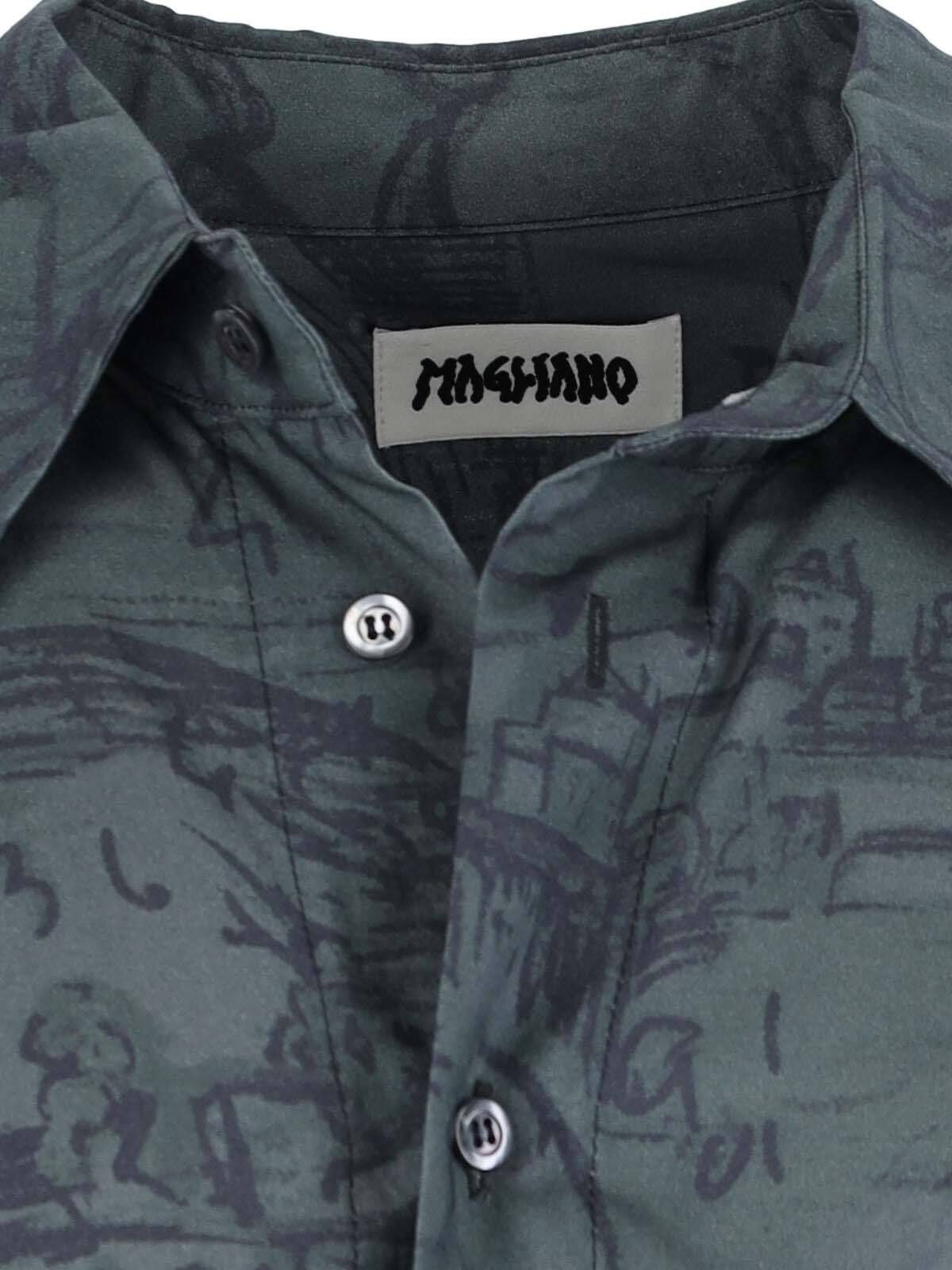 Magliano Casual Shirt With Graphic Print And Front Pocket In Gray