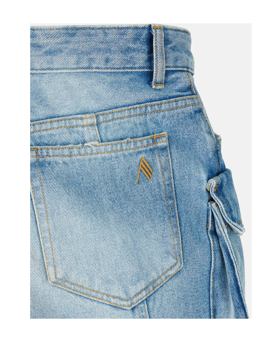 Attico Cargo Denim Skirt In Blue