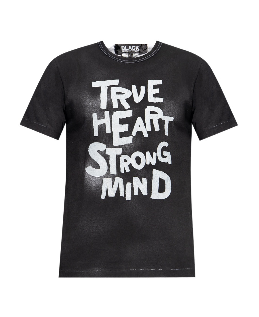 Comme Des Garçons Black Comme Des Garcons Slogan-printed Crewneck T-shirt In Black