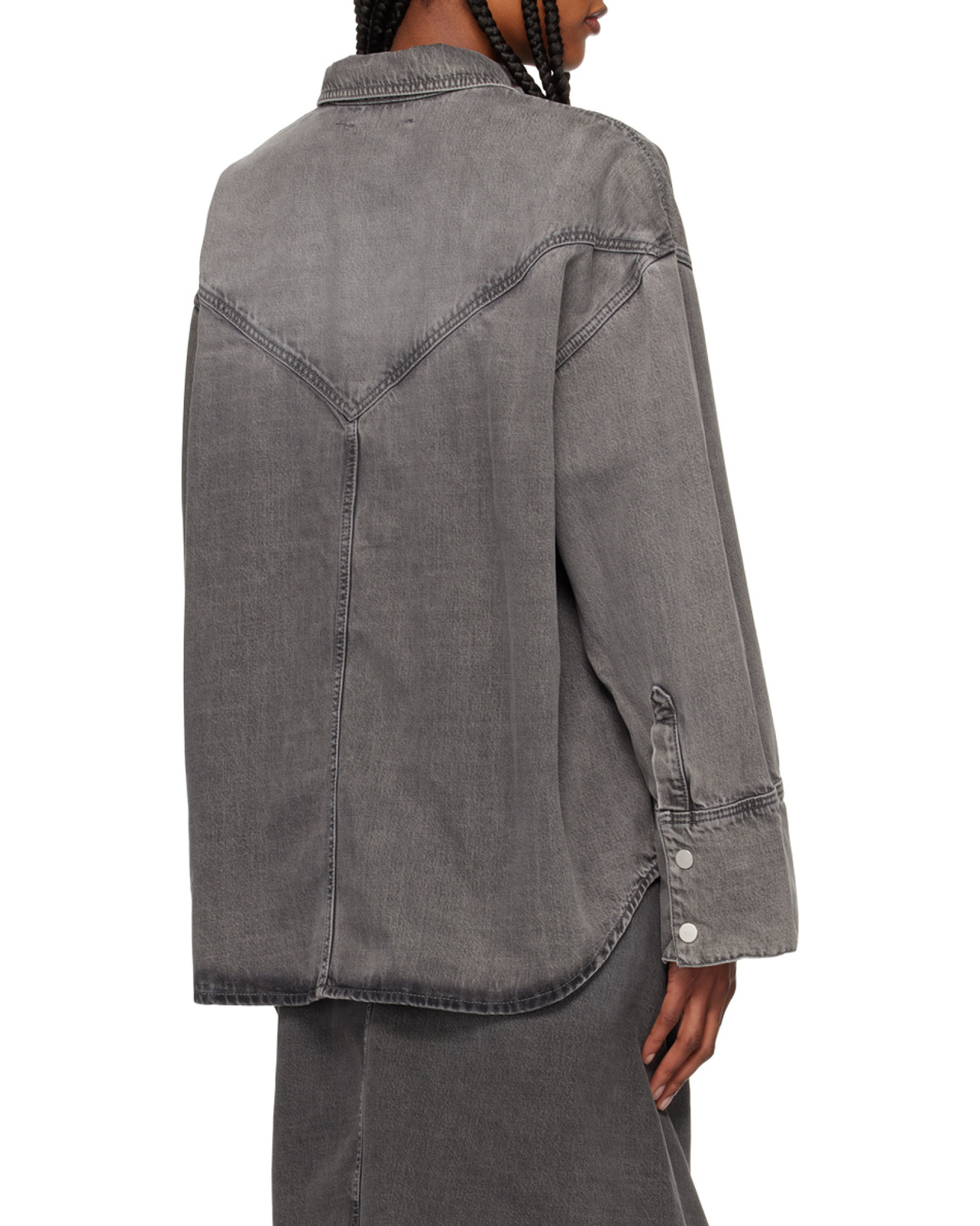 Remain Birger Christensen Long-sleeved Denim Jacket In Gray