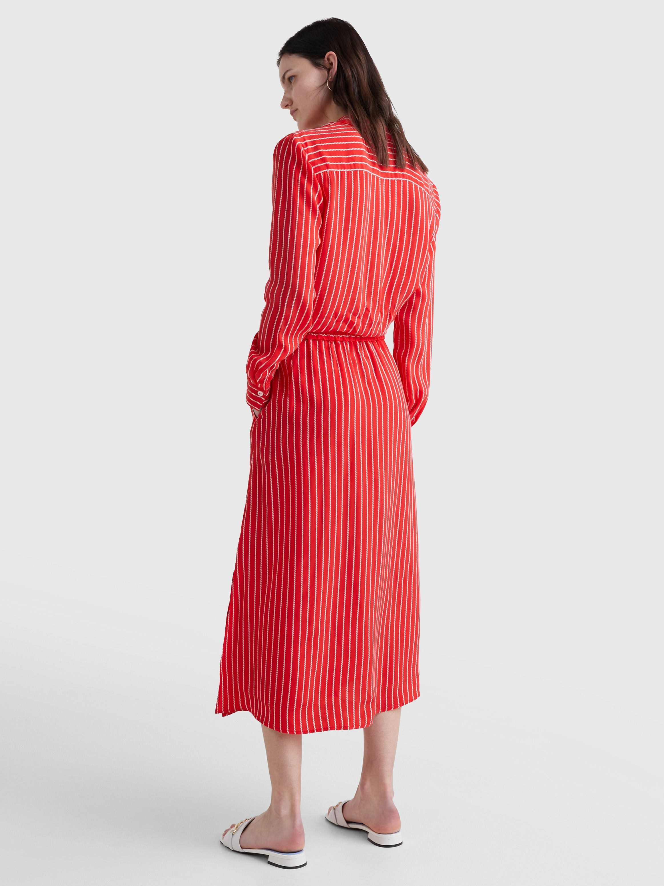 Tommy Hilfiger Rope Stripe Trumpet Skirt In Red