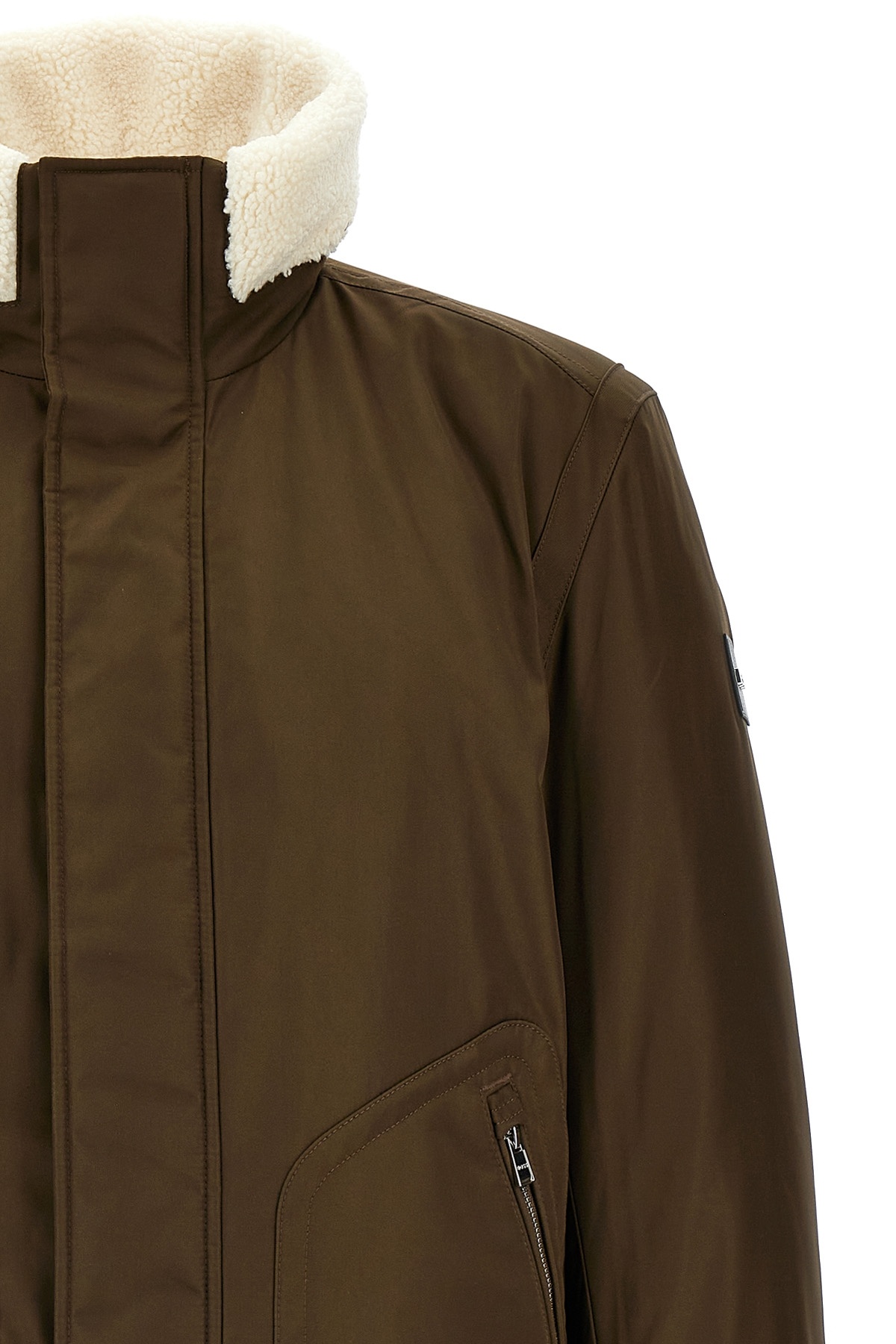 Hugo Boss Stand-up Collar Jacket In Green