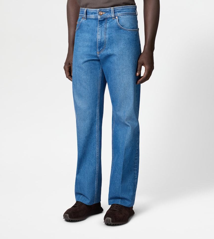 Tod's Leather-patch Five-pocket Jeans In Blue