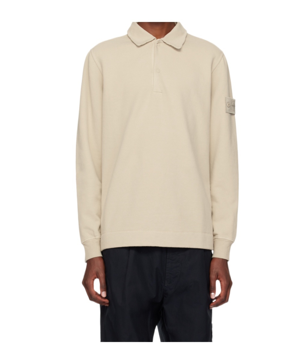 Stone Island Long-sleeved Polo Sweater In Neutral