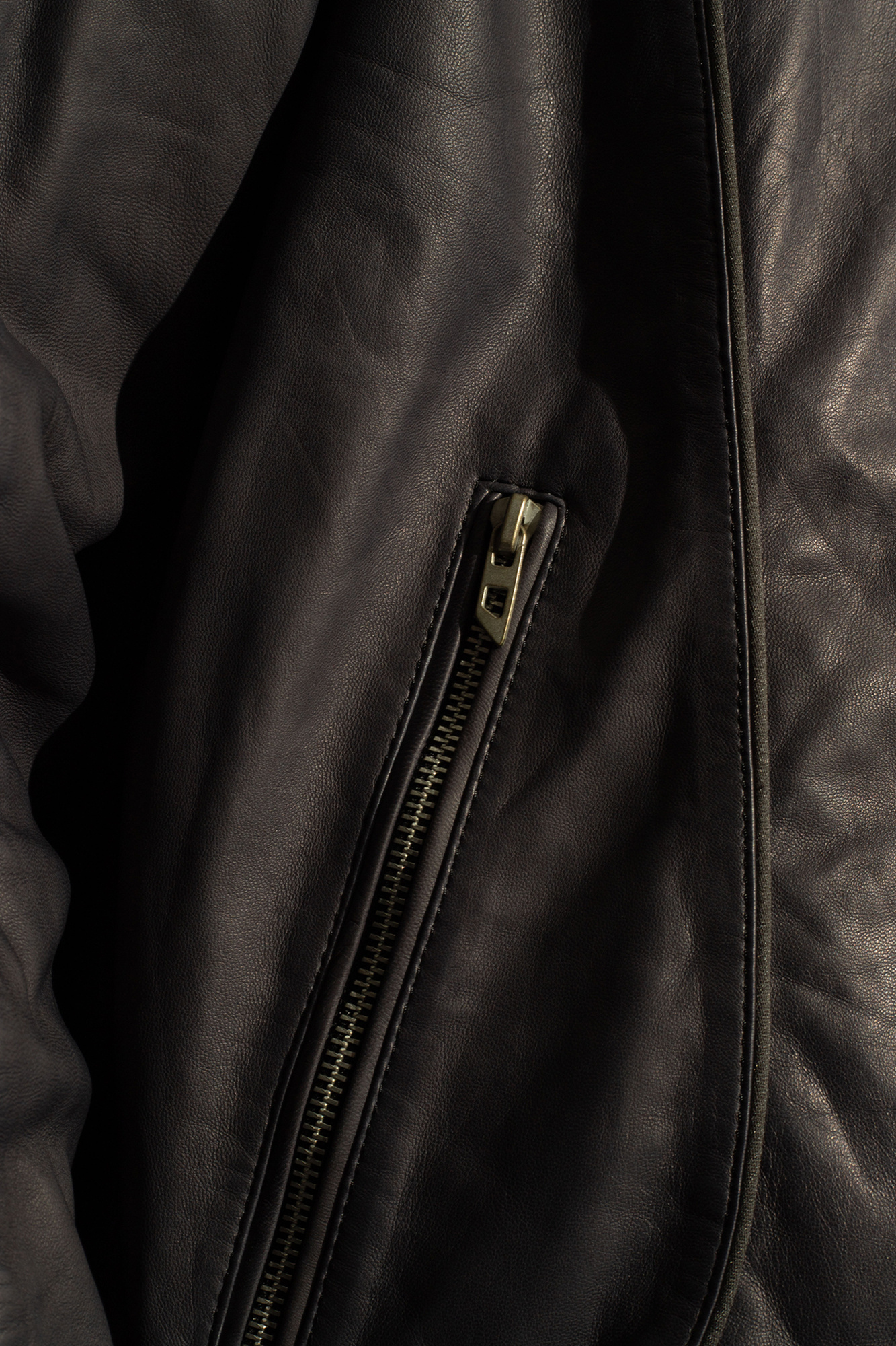 Diesel L-krix Leather Biker Jacket In Black