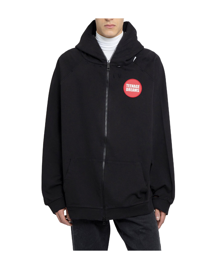 Raf Simons Teenage Dreams Zipped Hoodie In Black