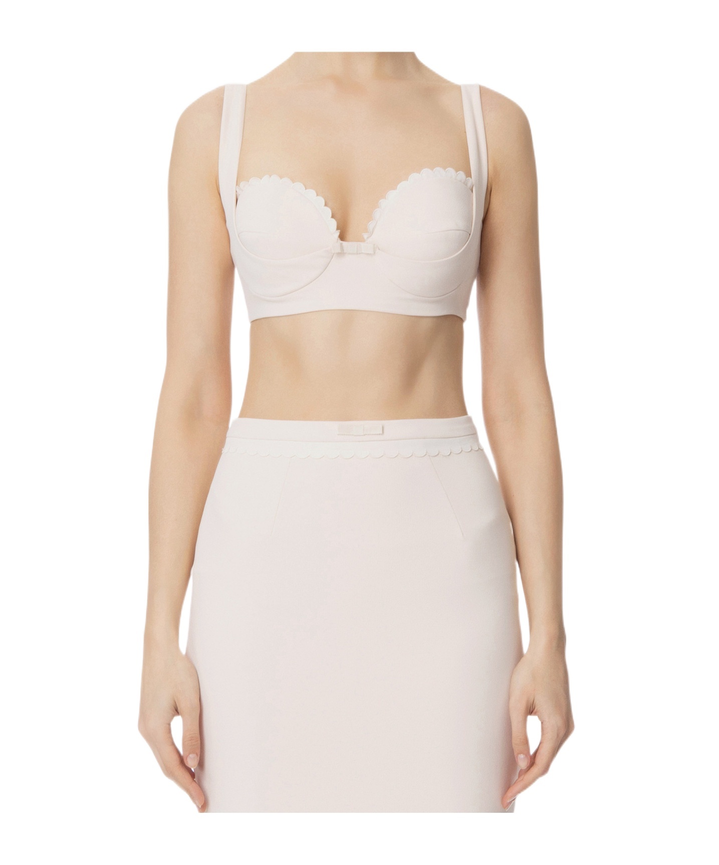 Elisabetta Franchi Double-layer Stretch Crepe Top In Butter Color