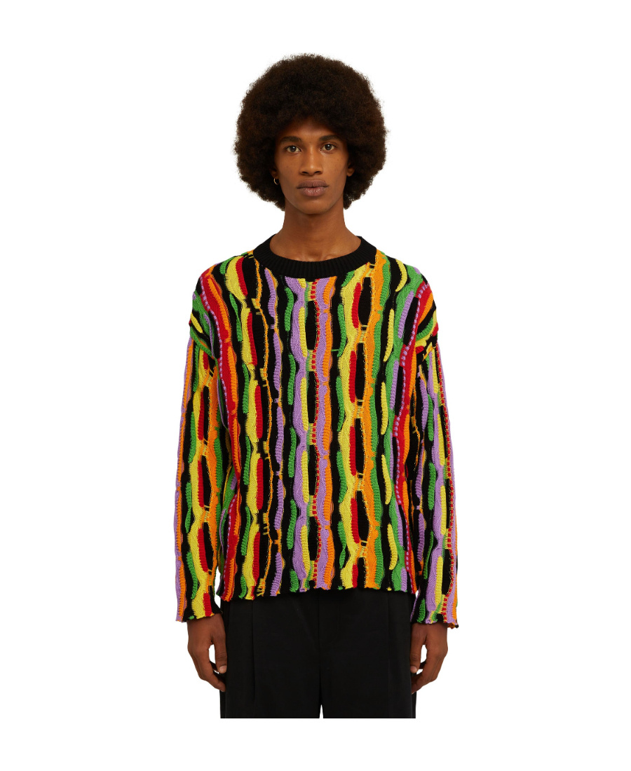 Msgm Cotton Jacquard Knit Sweater In Multicolor