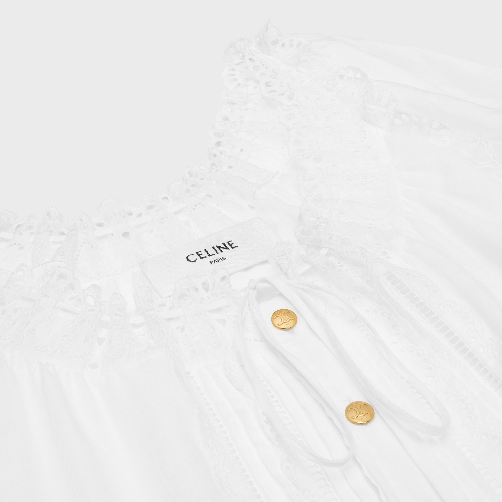 CELINE EMBROIDERED FOLK DRESS IN COTTON MUSLIN