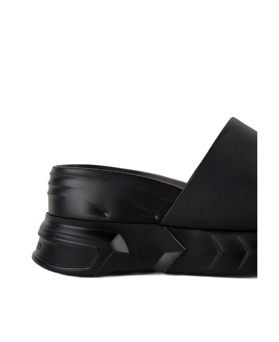 Givenchy Marshmallow Logo-debossed Leather Platform Slides In Black