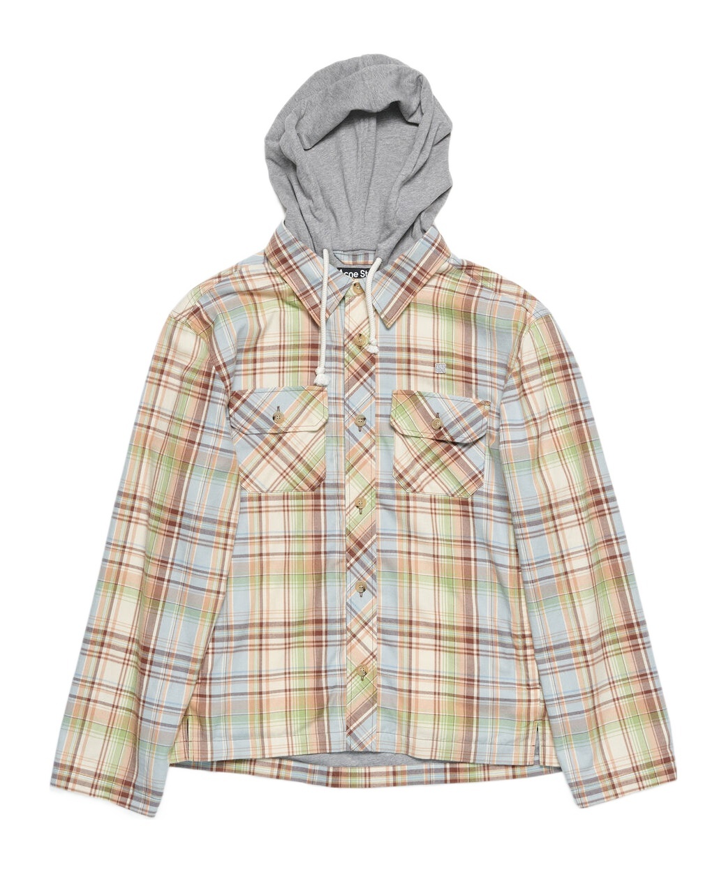 Acne Studios Checked Cotton Canvas Overshirt In Nude