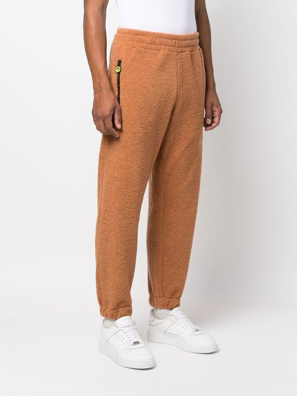 Barrow Logo-embroidered Fleece Sweatpants In Brown