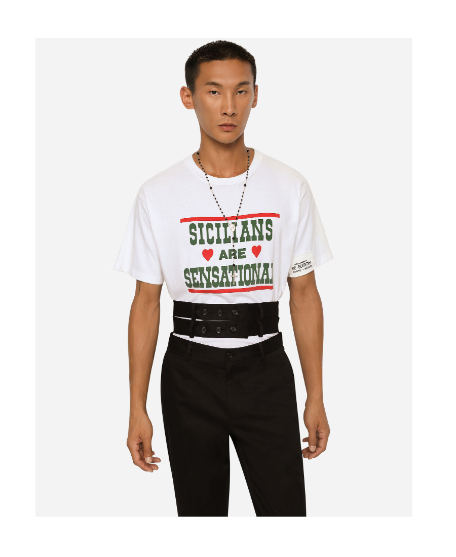 DOLCE & GABBANA DOLCE  GABBANA SLOGAN PRINTED CREWNECK T-SHIRT
