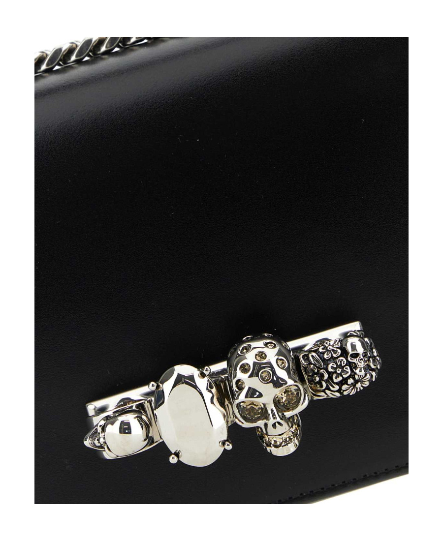 Alexander Mcqueen Mini Jewelled Denim Satchel Bag In Blu