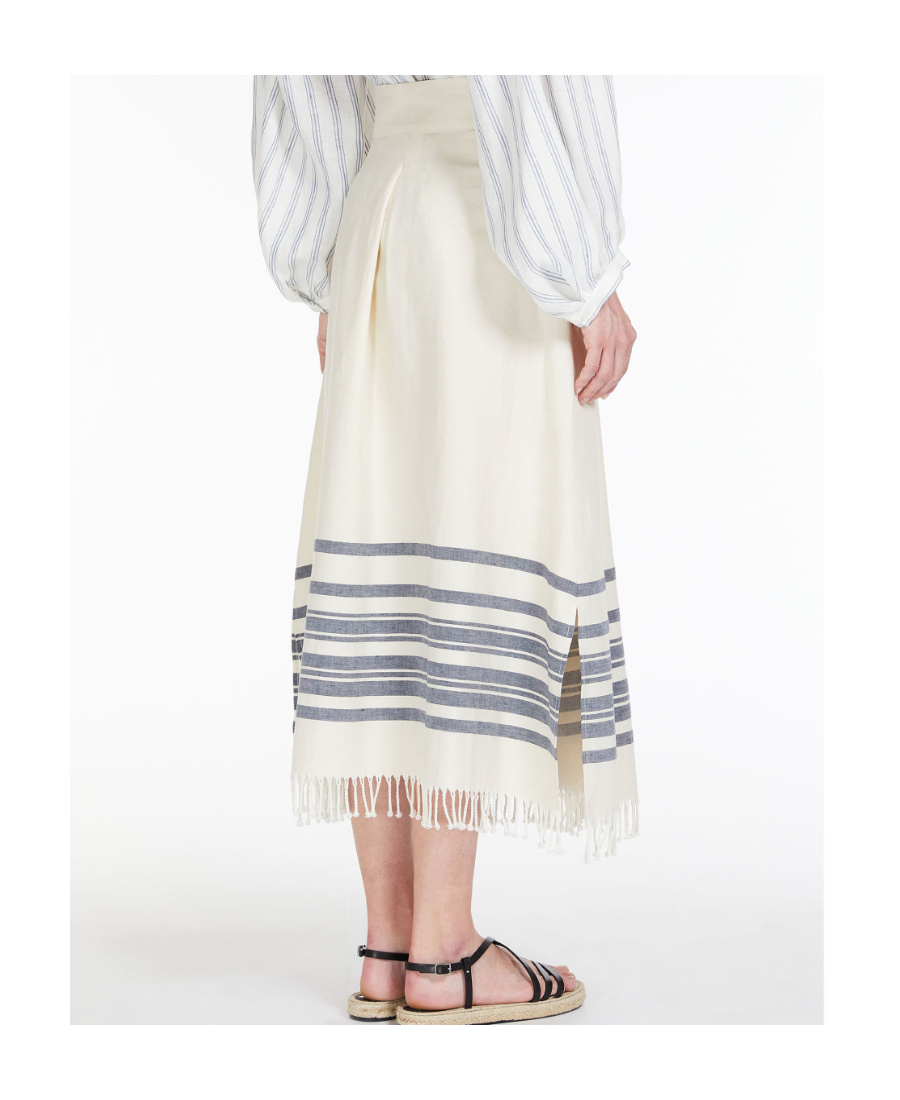 Weekend Max Mara Striped Printed Skirt In White