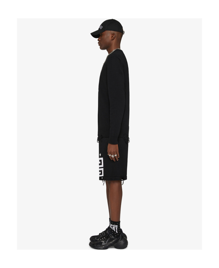 Givenchy 4g-motif Distressed Cotton Sweatshirt In Black