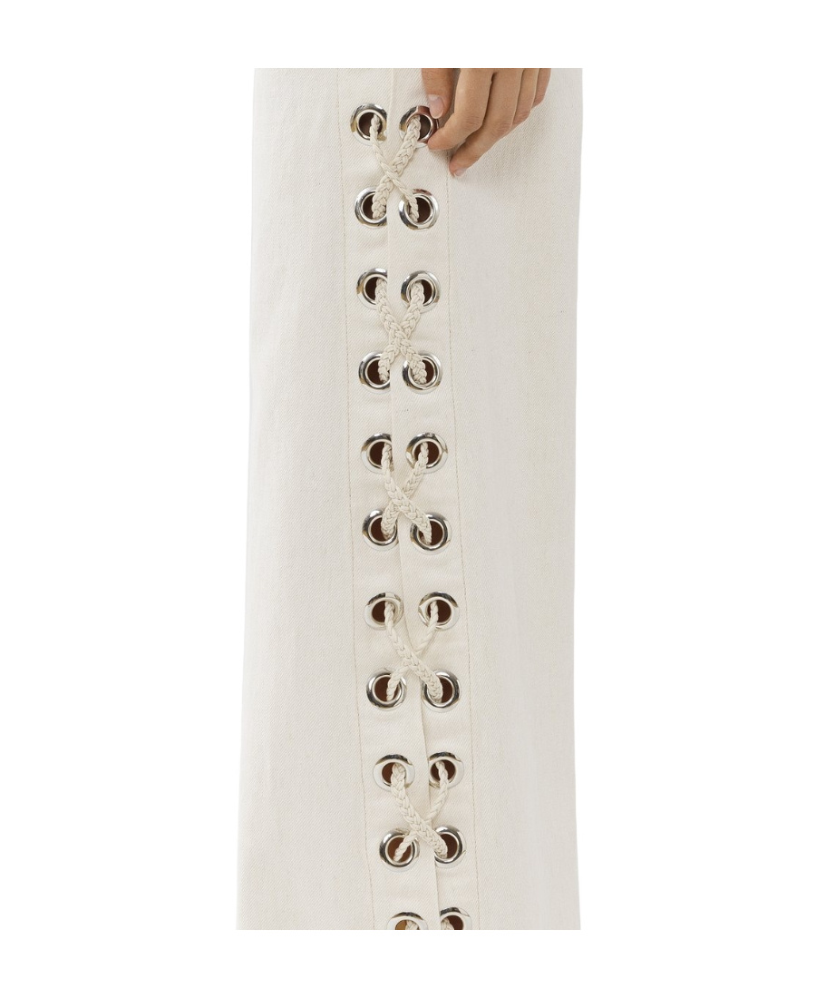 Chloé Logo Wide-legged Jeans In White