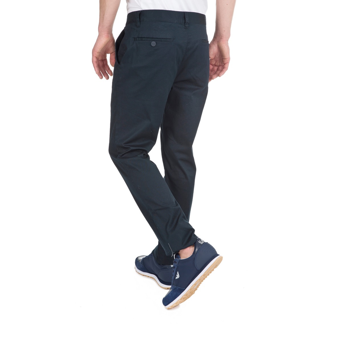 Ea7 Navy Blue Slim Casual Pants In Black