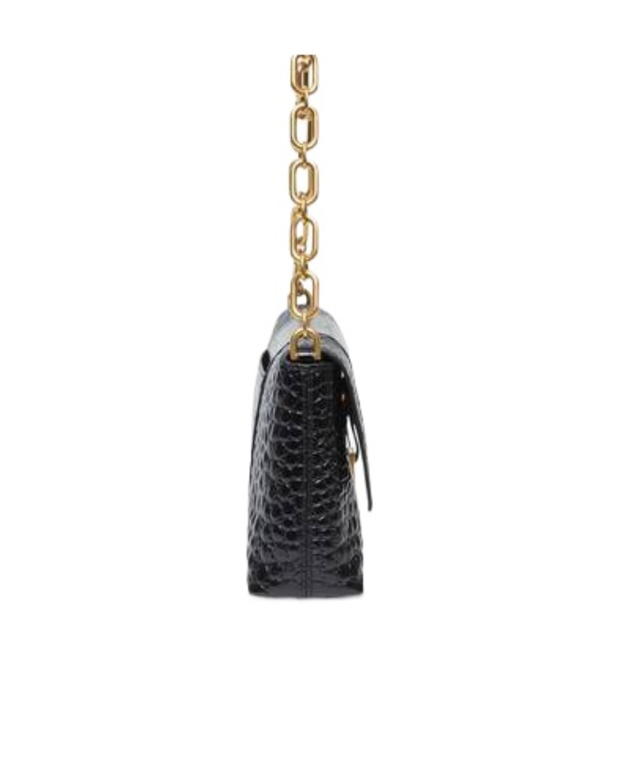 Balenciaga Downtown Xs Crocodile-embossed Shoulder Bag In Black