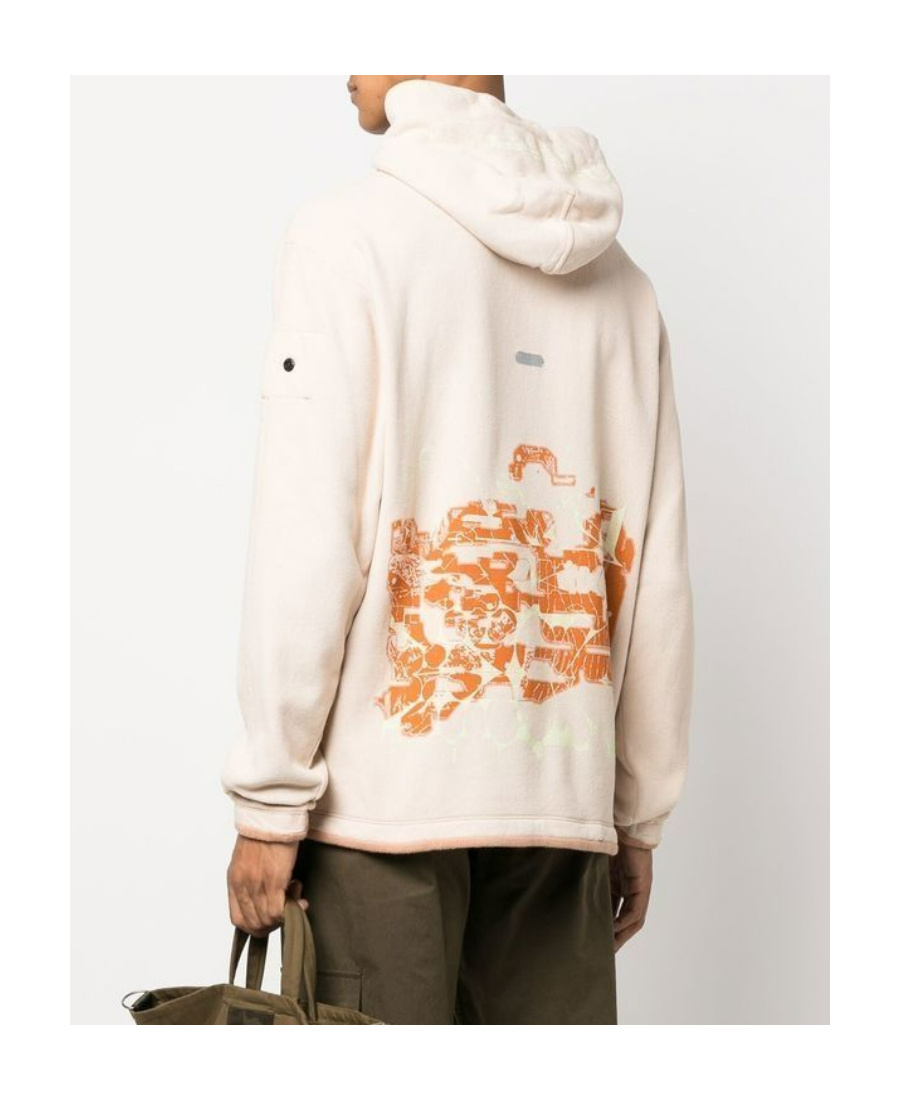Stone Island Graphic-print Drawstring Hoodie In Nude