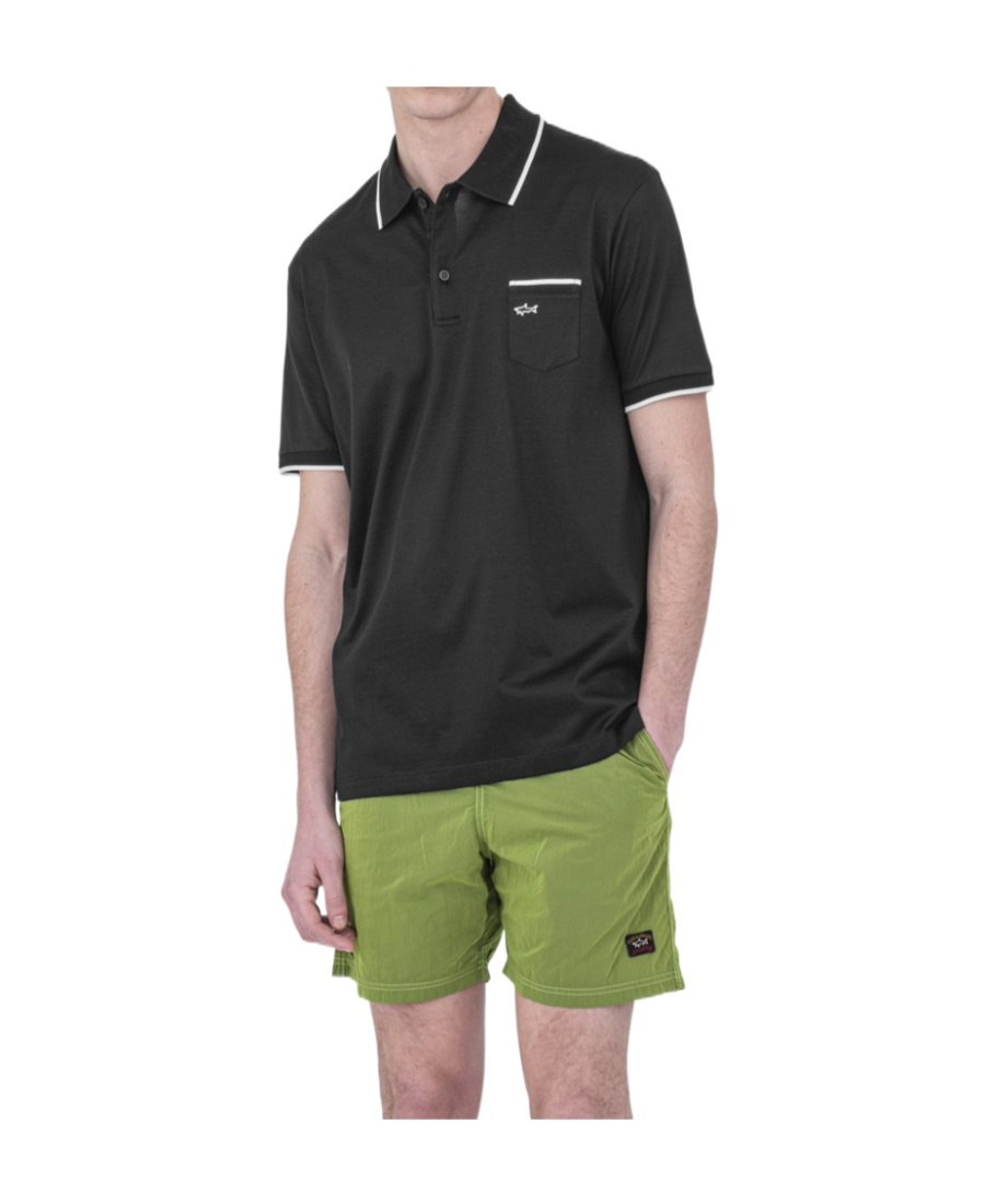 Paul & Shark Logo Short-sleeved Polo Shirt In Black