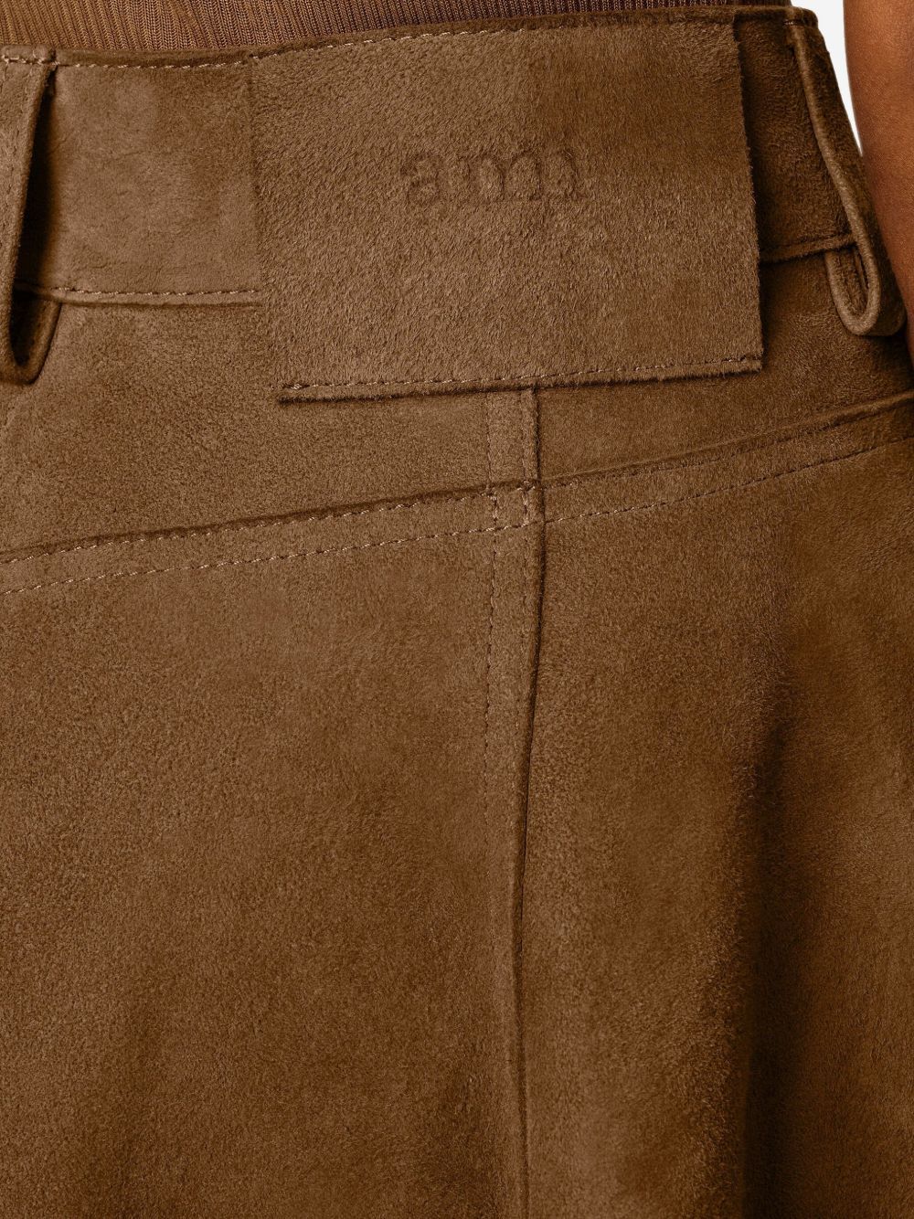 Ami Alexandre Mattiussi Pleated Suede Midi Skirt In Brown