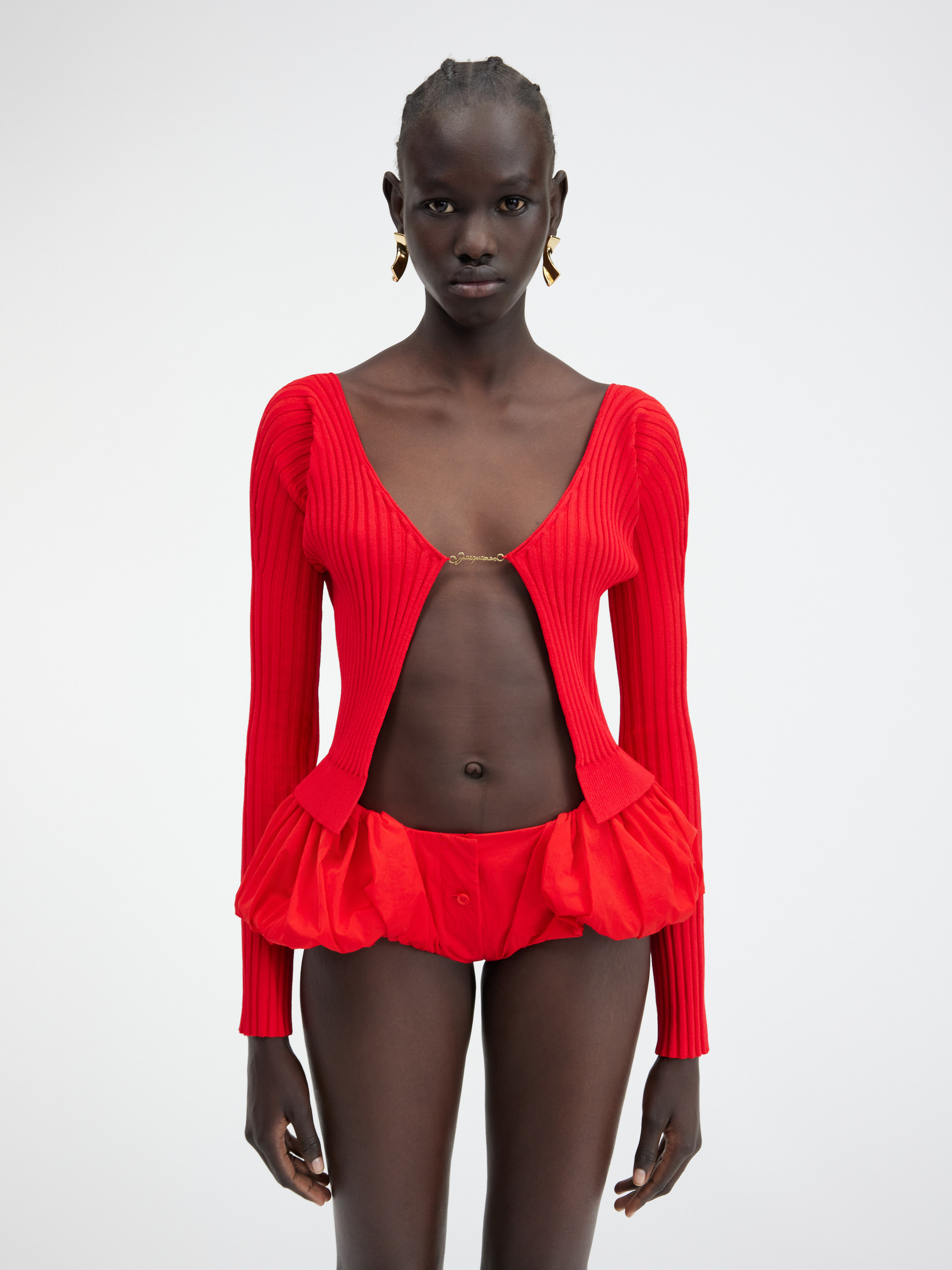Jacquemus Long-sleeved Knitted Cardigan In Red