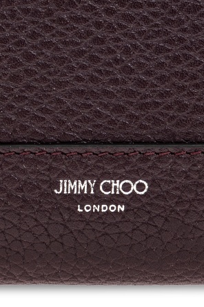 Jimmy Choo Zipper Card Holder In Burgundy