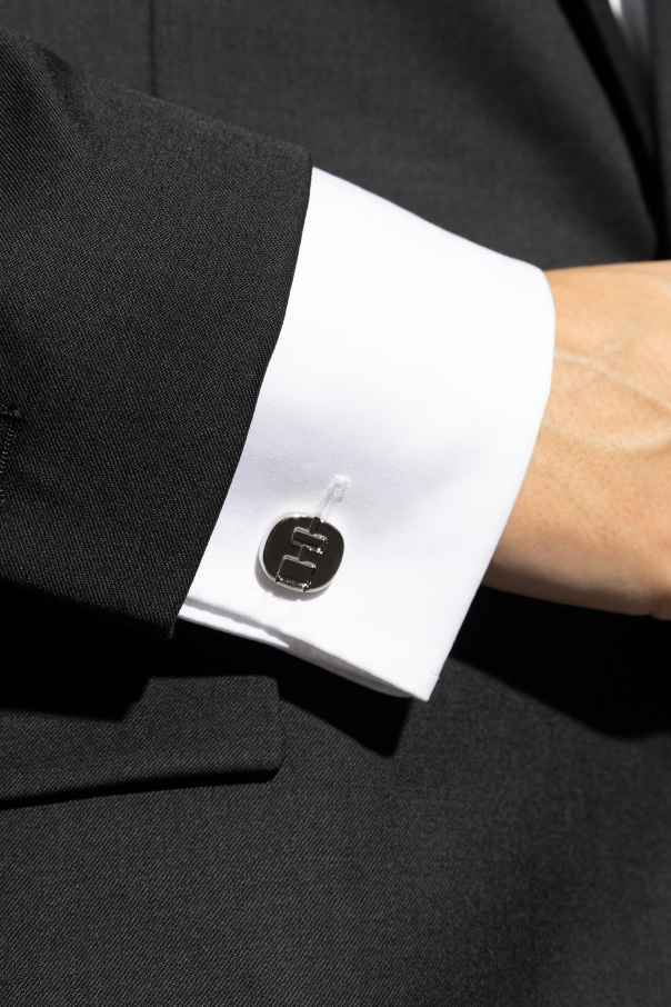 Ferragamo Logo Pattern Cufflinks In Nude