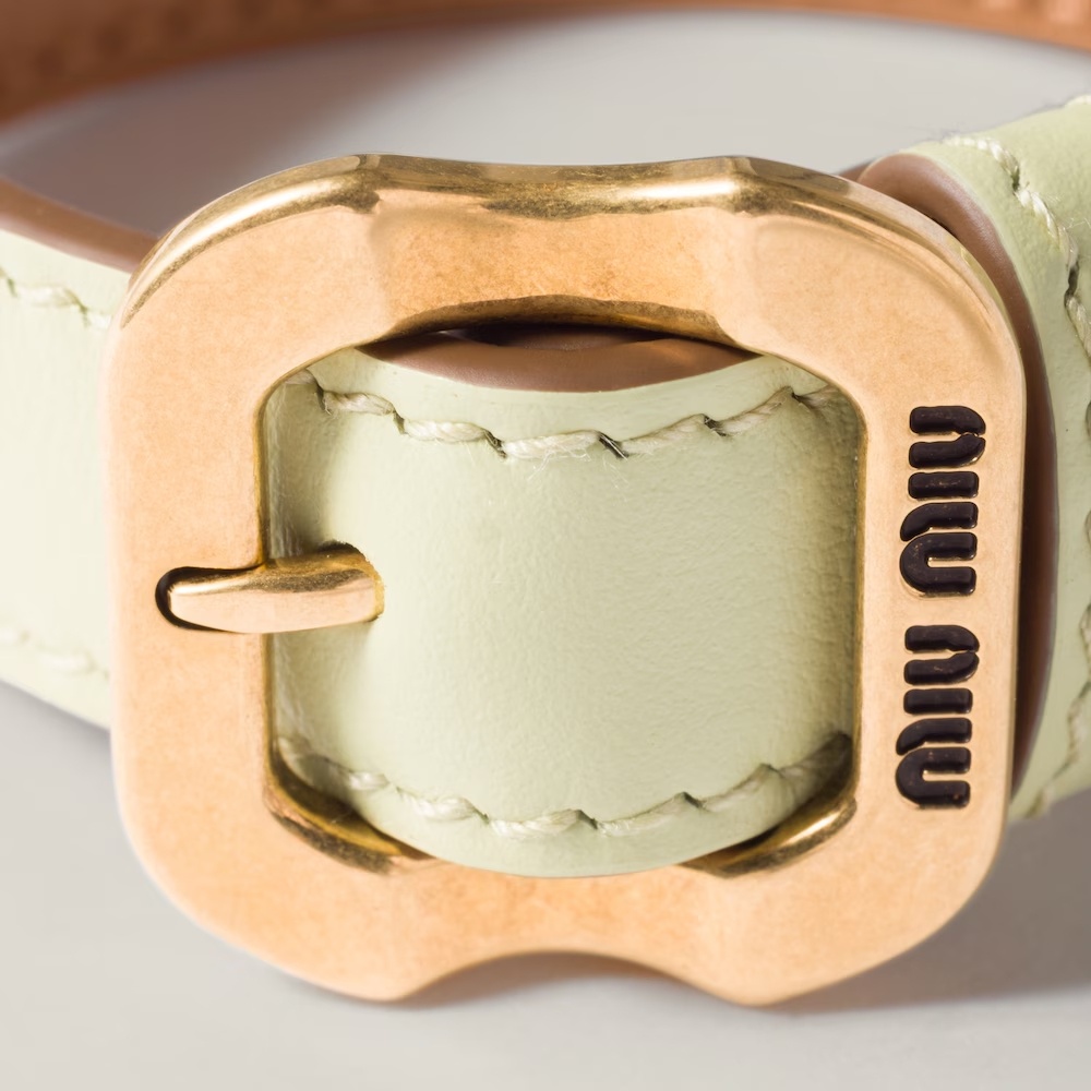 Miu Miu Leather Bracelet In Green
