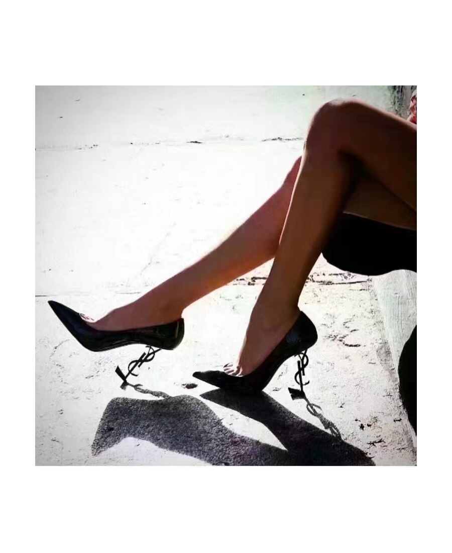 Saint Laurent Ysl Opyum Patent Leather Pumps In Black