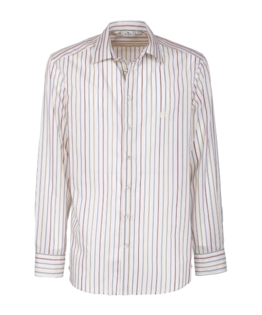 Etro Pegaso Embroidered Striped Shirt In White