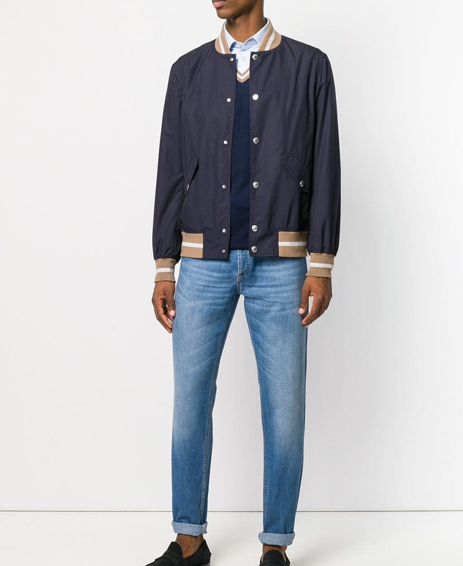 Brunello Cucinelli Logo-patch Straight-leg Jeans In Blue